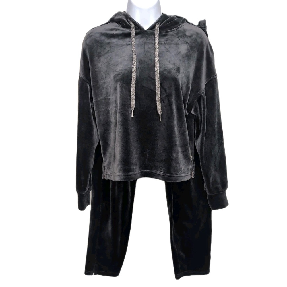 UGG Velour Loungewear Set Gray Hoodie (XS) & Jogger Pants (S) Mismatched Sizes
